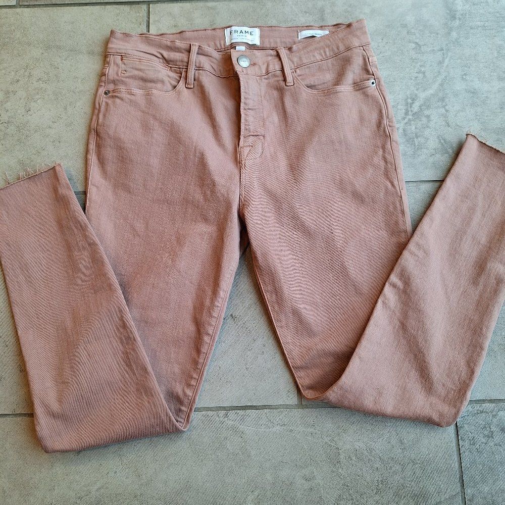 Frame Denim  high skinny pink cream‎ jeans size 29